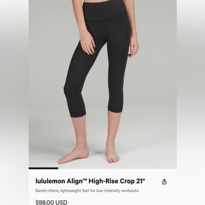 Lululemon align leggings crop 21”